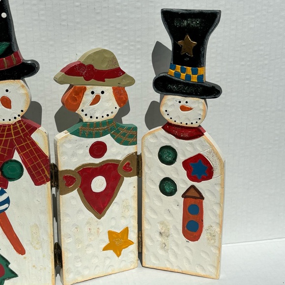 5 Panel Wooden Folding Snowman Decor Winter Holiday 13” - Picture 5 of 14